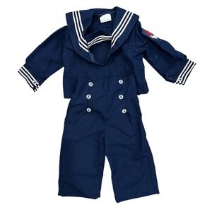 Vintage Mothercare Nautical Sailor Set Navy Blue Made in USA 12 Months 2 Piece